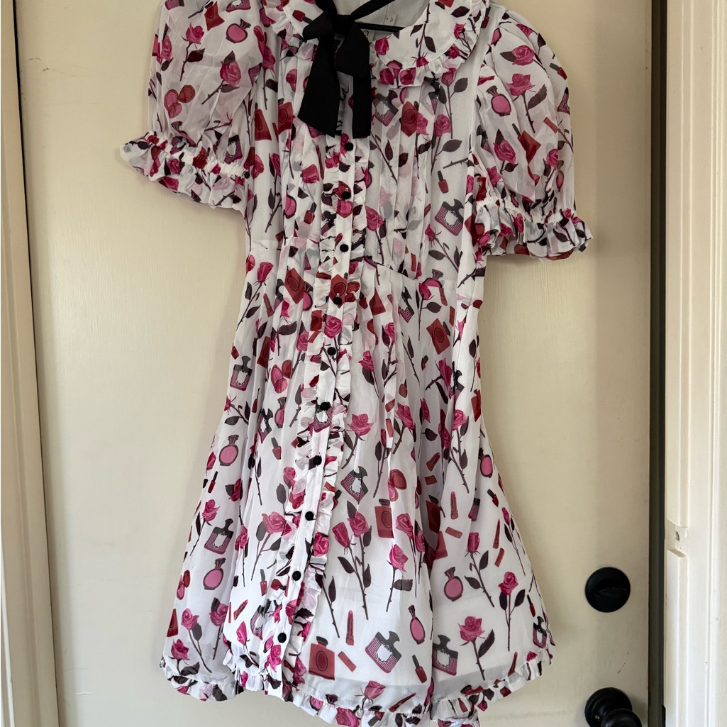 Maeve Kids Dress With Pink Floral And Black Accents